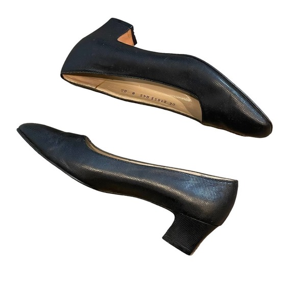 Ferragamo Slip On Square Toe Leather Pumps Black Women's Size 8 - Picture 4 of 11